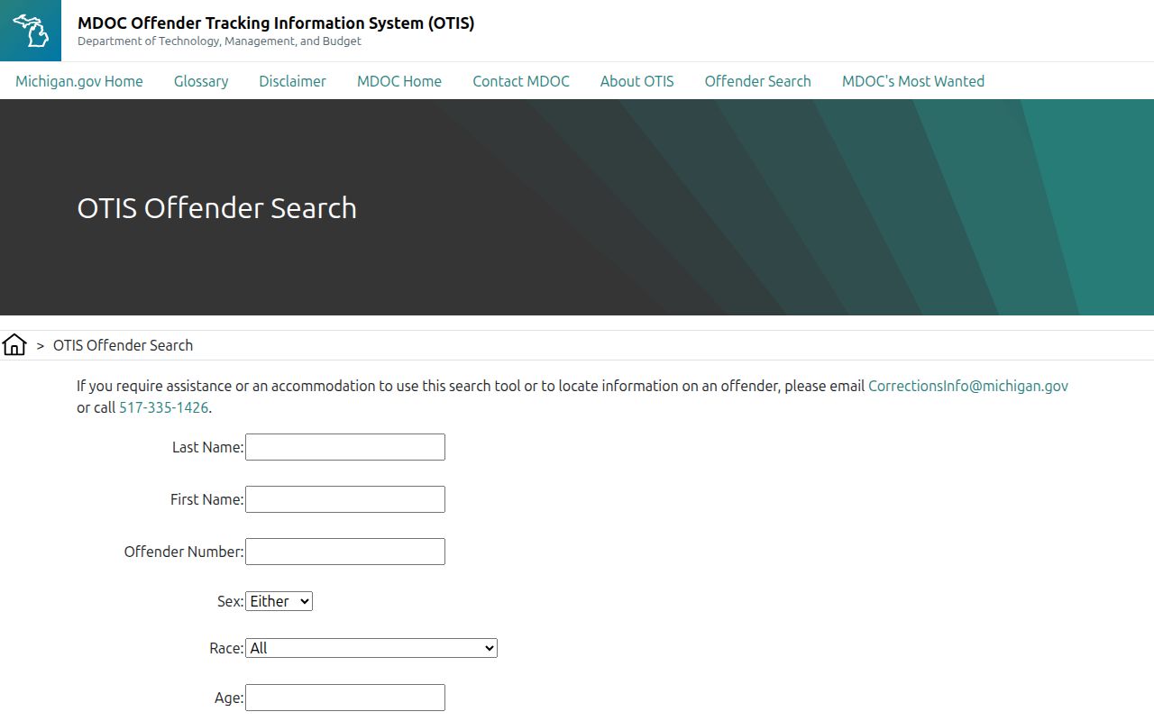 Hillsdale County released inmate OTIS offender search fields
